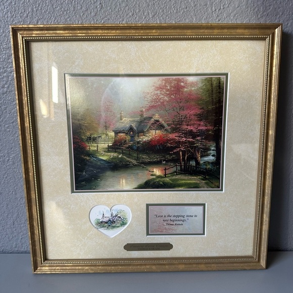 Thomas kinkade 1996 stepping stone cottage “framed art print with COA - Picture 9 of 9